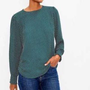 LOFT green polka dot blouse Size SP
